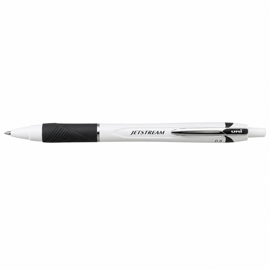 uni JETSTREAM 0.5mm Ballpoint Pen - White barrel with black grip